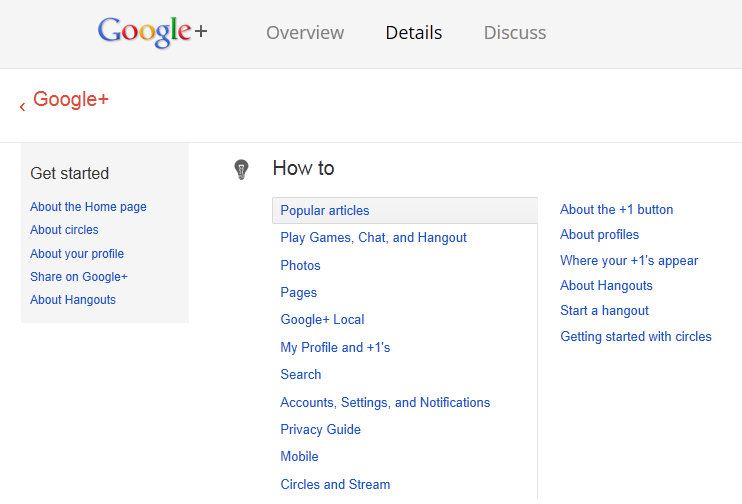 Google Plus Help